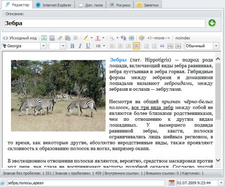 Article editor window