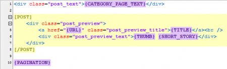 the Example of a template of the list of articles